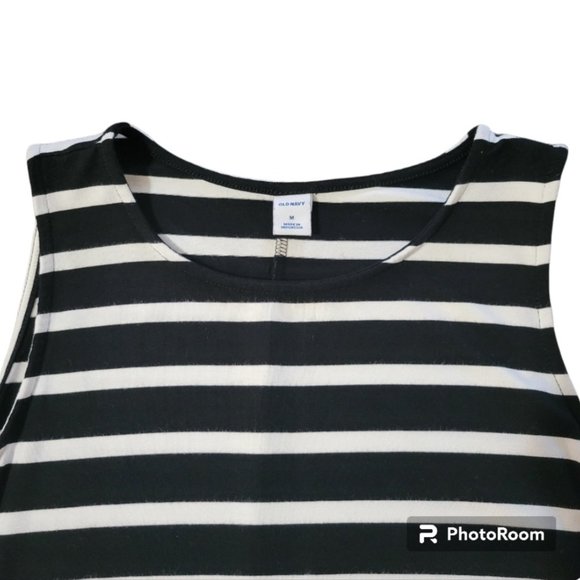 Old Navy Black and White Striped Knit Swing Dress - Picture 2 of 2